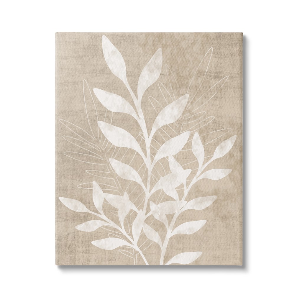 Stupell Neutral Plant Leaf Collage Stretched Canvas Wall Art, Design by Natalie Carpentieri