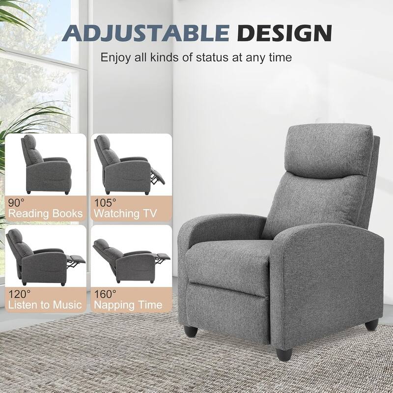 Recliner Chair for Adults, Massage Fabric Recliner Home Theater Seating with Lumbar Support, Adjustable Modern Reclining Chair