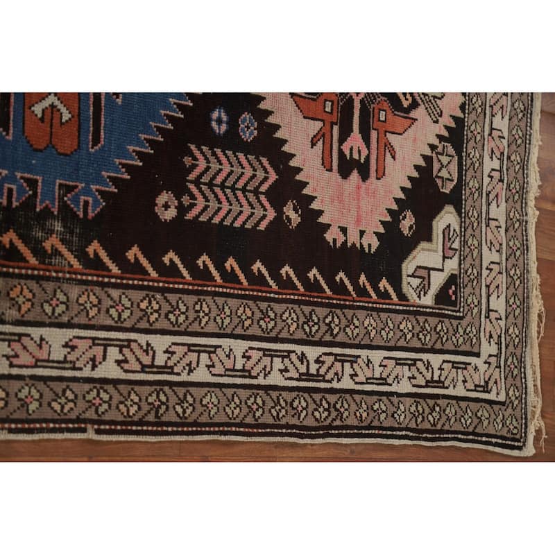 Vegetable Dye Kazak Accent Antique Area Rug Hand-Knotted Wool Carpet - 3'7"x 5'5"