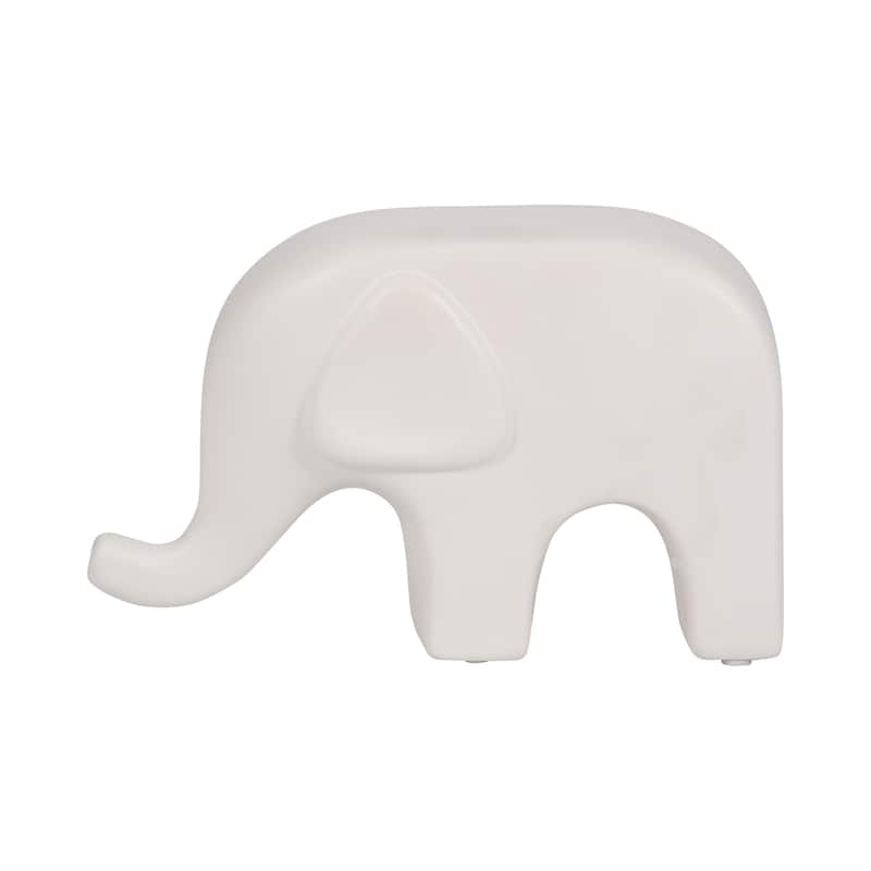 Sagebrook Home Stoneware Ceramic Elephant Figurine - Modern Minimalist Decorative Sculpture for Home and Office Decor - White - 9" x 3" x 6"
