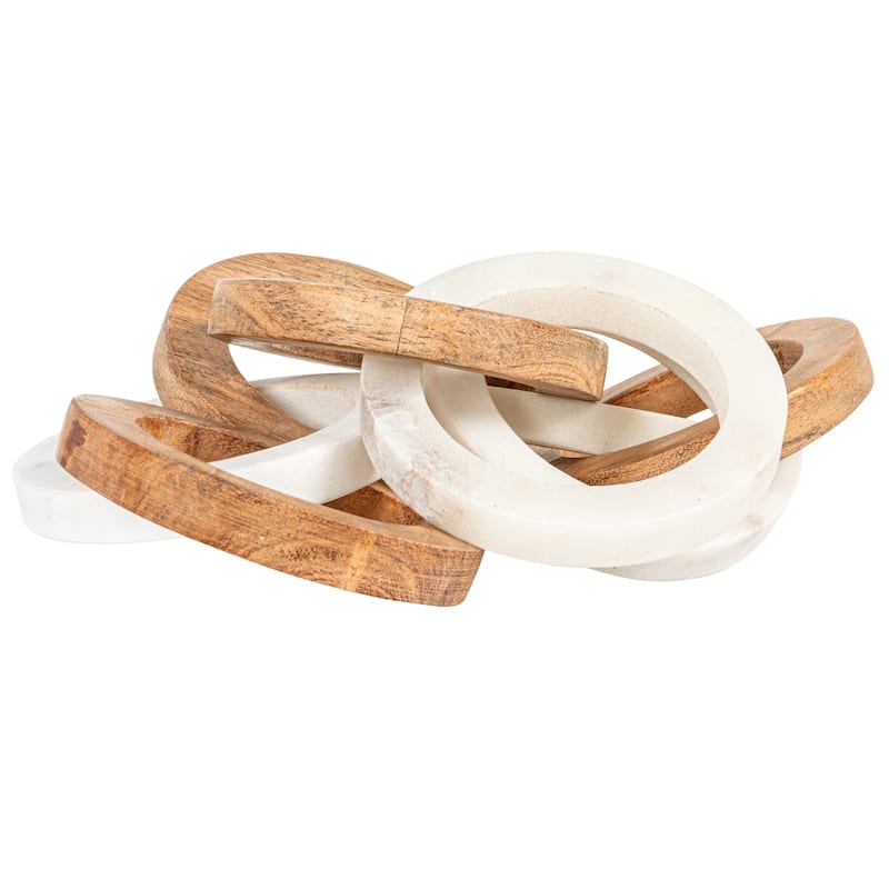 Acacia Wood and Marble Chain with 8 Links