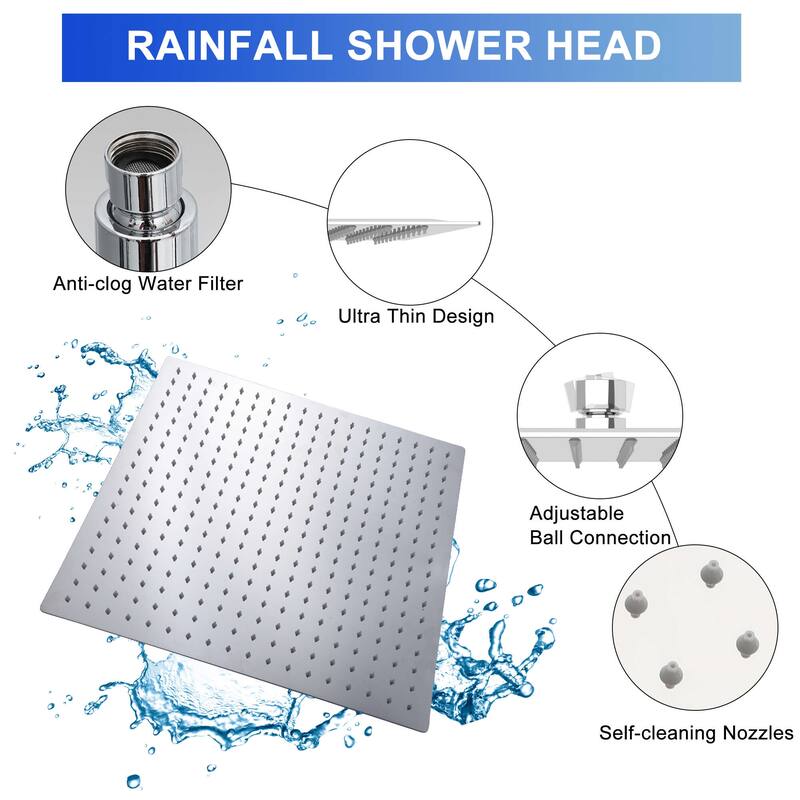 Lordear 16-inch Square Rain Shower Head