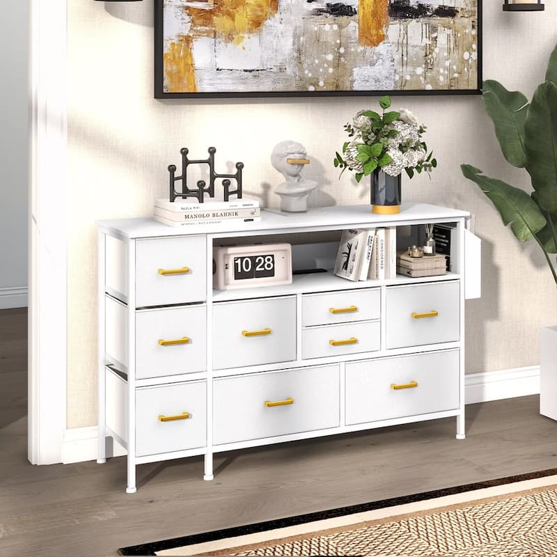 TV Stand with Charging Station 9 Drawer Dresser TV Stand for 55'' - 50 inches