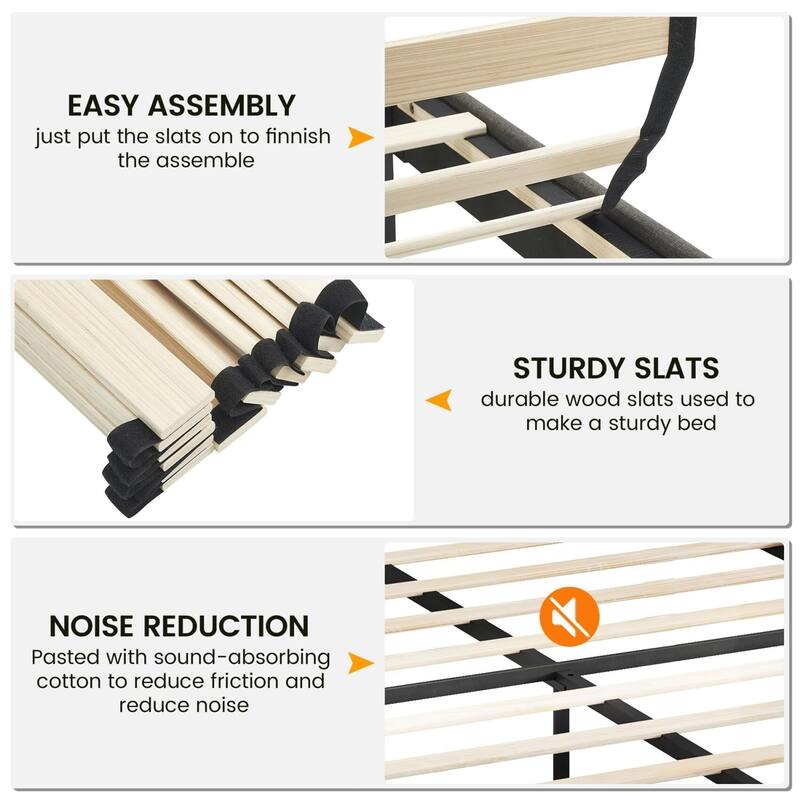 Full Size Bed Frame with Adjustable Headboard