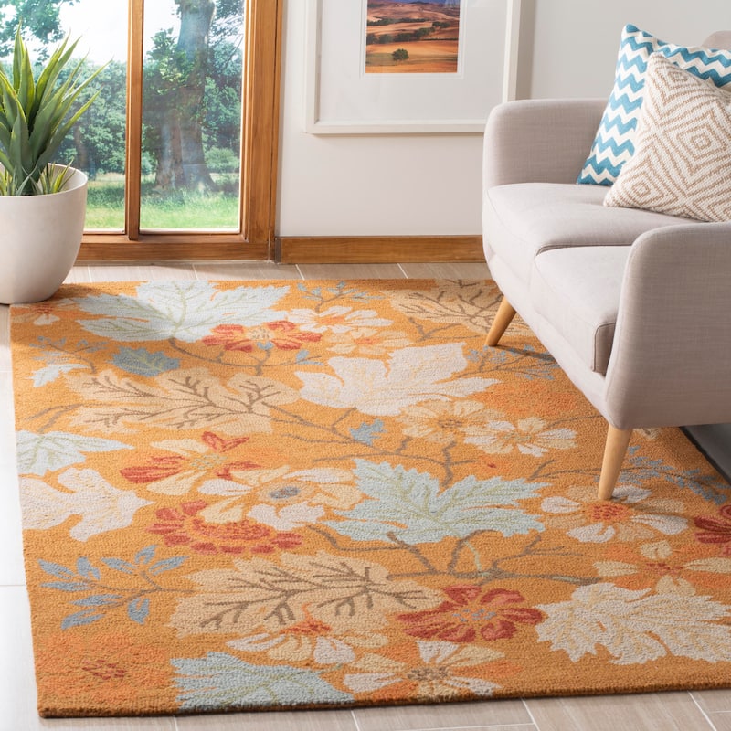 SAFAVIEH Handmade Blossom Efrosinia Modern Floral Wool Rug - 8' x 10' - Rust/Multi