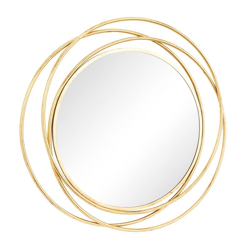 Stylish Metal Wall Mirror with Overlapping Circles and Foiled Finish - Gold or Gray