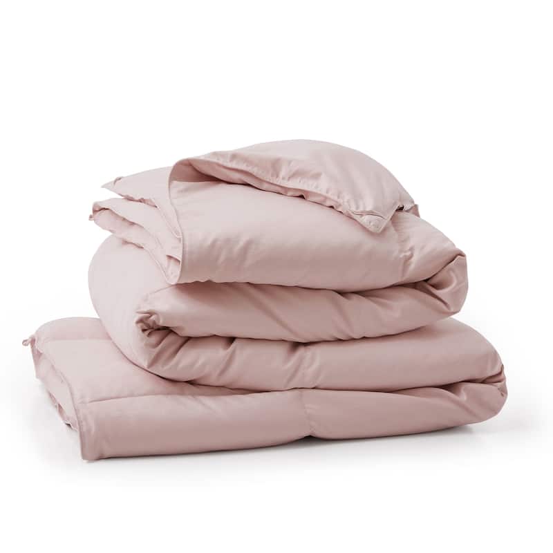 Medium Warmth All Season Paisley Floral & Solid Pattern Duvet Insert White Goose Down Feather Comforter - King (104"x90") - Pink