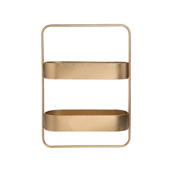 Shop Foreside Home Garden Gold Metal Two Tier Hanging Wall Shelf