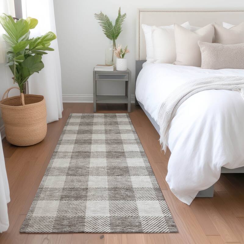 Premium Washable Super Soft Plaid Mayfield Rug - Taupe - 2'3" x 7'6"