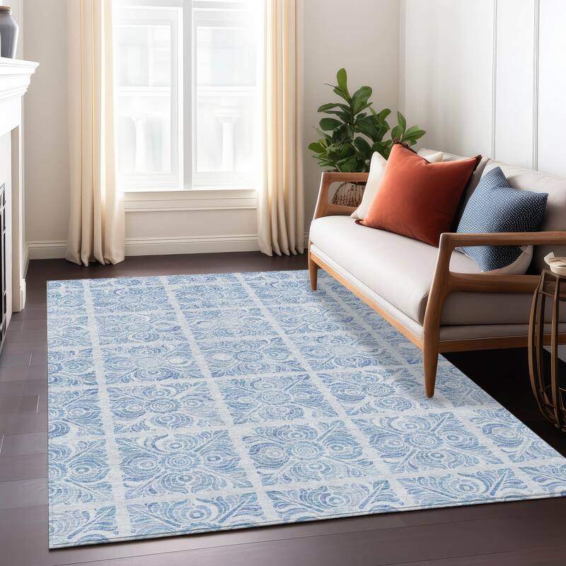 Machine Washable Indoor/ Outdoor Chantille Mosaic Rug