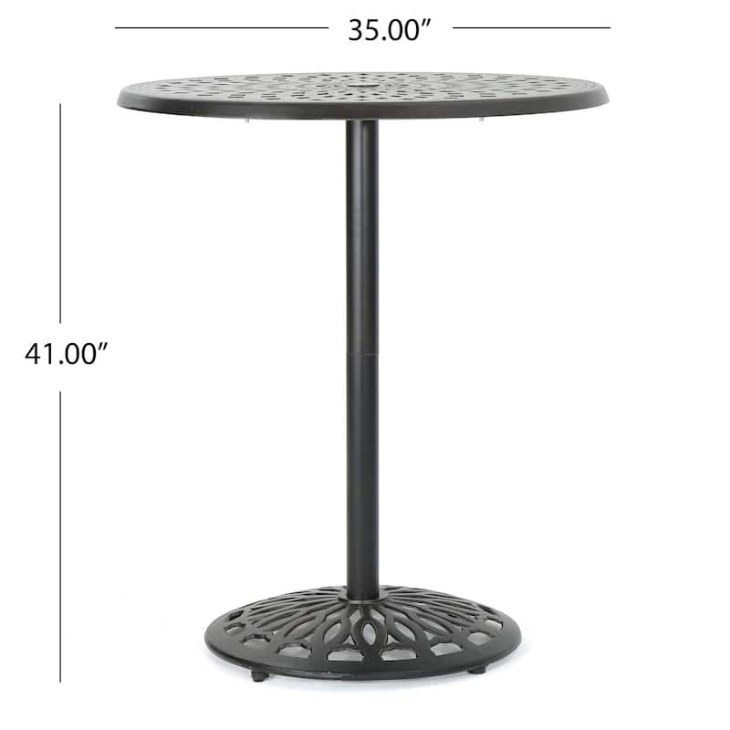 Arlana Outdoor 3-piece Aluminum Bar Set with Umbrella Hole by Christopher Knight Home