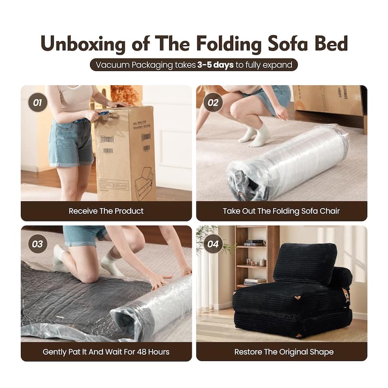 OVIOS Corduroy Foldable ​Compressed Sleeper Sofa