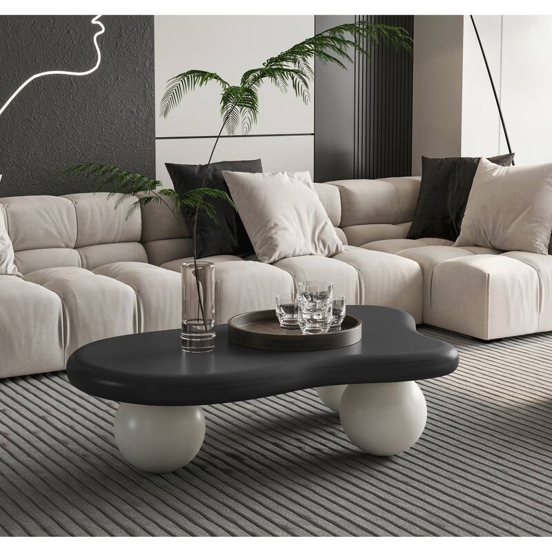 40 Inch Cloud Shaped Coffee Table with 3 Ball Legs