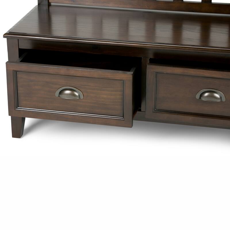 WYNDENHALL Portland SOLID WOOD 42 inch Wide Transitional Entryway Storage Bench with Drawers - 42 Inches wide