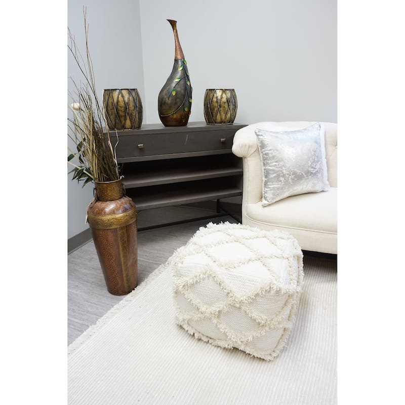 Home&Manor Wool Cotton Assisi Pouf
