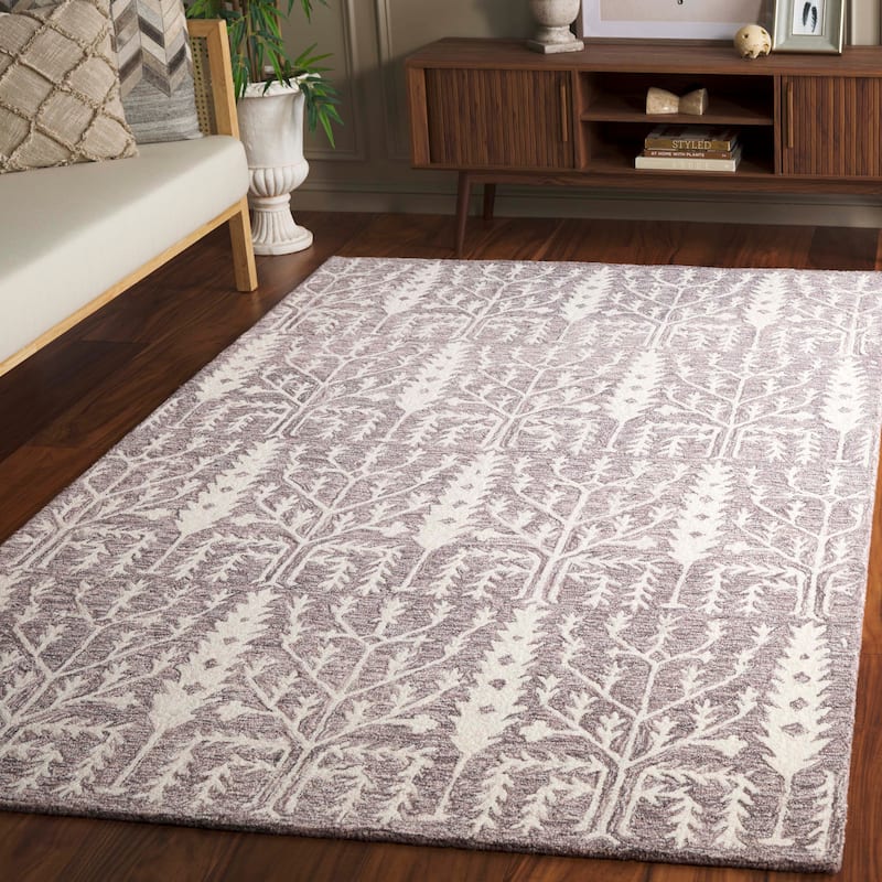 SAFAVIEH Handmade Jardin Timotea Wool Rug - 8' x 10' - Purple/Ivory