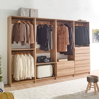 Prosper Oak Freestanding Walk in Wood Closet System - On Sale