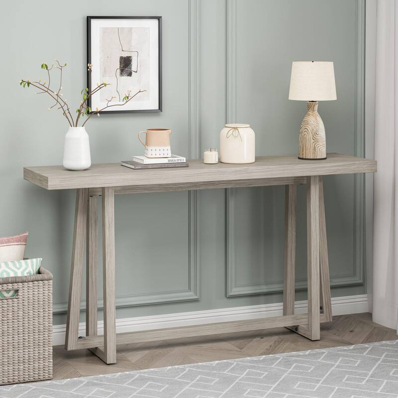Stylish 60" Console Table, Rectangular Outdoor Entryway Table with Sturdy Construction for Hall Use