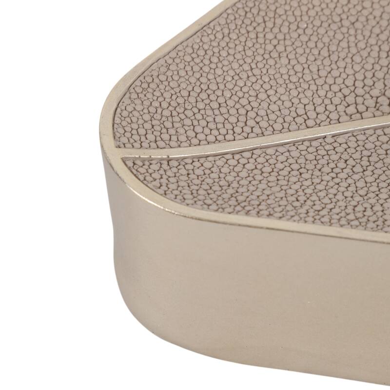 Resin Decorative Bowl Textured Triangular Geometric Accent - 13" Beige - 13.5" x 2" x 12"