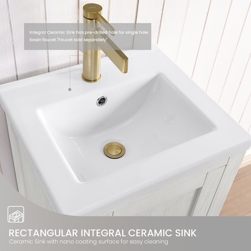 Gela Single Sink Bath Vanity with Drop-In Ceramic Basin without Mirror