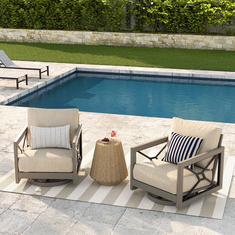 Outdoor Club Swivel Chair with Sunbrella Cushion - 2-Piece