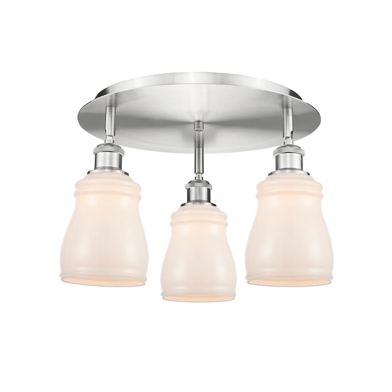 Innovations Lighting Ellery - 3 Light 17" Flush Mount - Satin Nickel/White