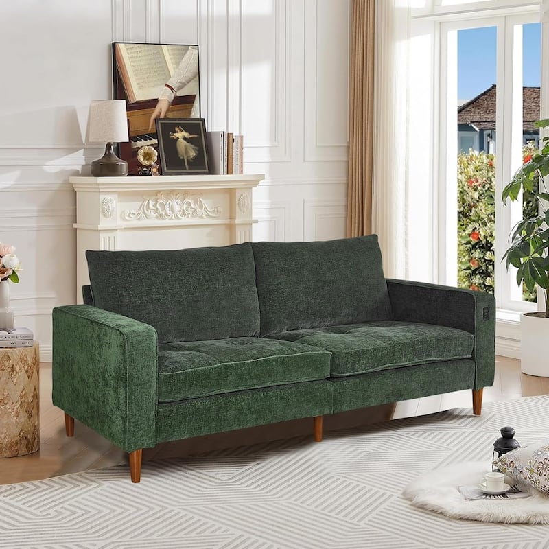 82.68'' Sofa for Living Room, Loveseat Sofa with USB/Type-C Port, Comfy Chenille Love Seat Couch with Removable Cover