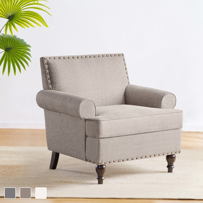 Uniquely Designed Riveted Fabric Sofa, Single Chair Loveseat