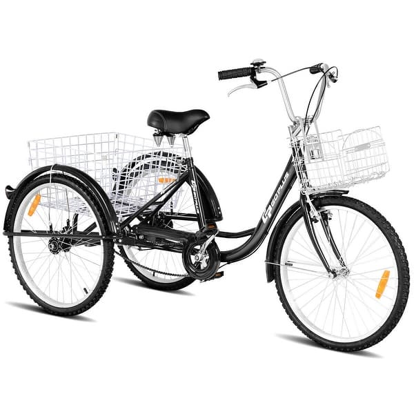 Goplus 26'' Single Speed 3-wheel Bicycle Adult Tricycle Seat Height Adjustable W/ Bell - Bed Bath & Beyond - 22649832 Goplus 26'' Single Speed 3-wheel Bicycle Adult Tricycle Seat Height Adjustable W/ Bell - Bed Bath & Beyond - 22649832