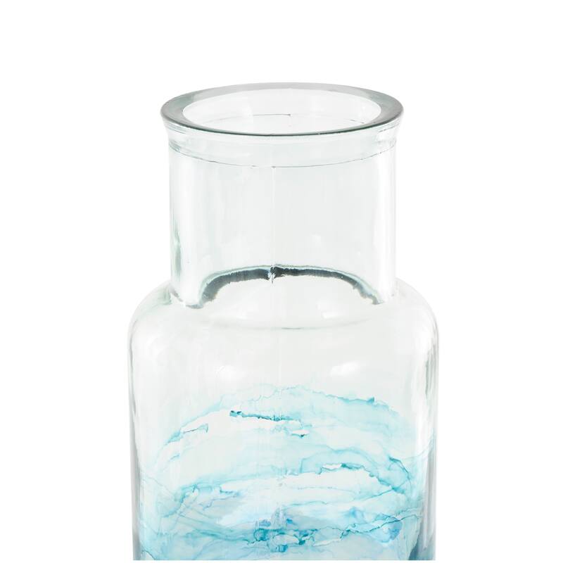 Blue Recycled Glass Ombre Abstract Vase