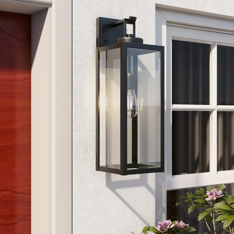 1-Light Matte Black Modern Outdoor Wall Lantern