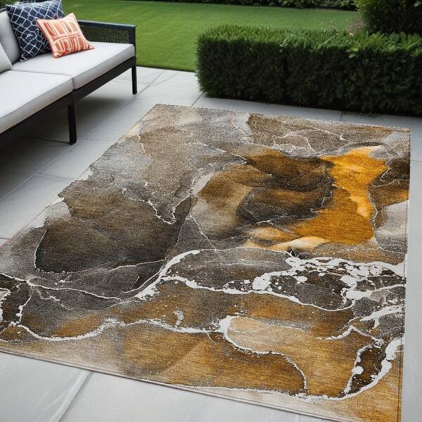 5' x 8' Brown Abstract Indoor Outdoor Area Rug 5' x 8' Brown Abstract Indoor Outdoor Area Rug