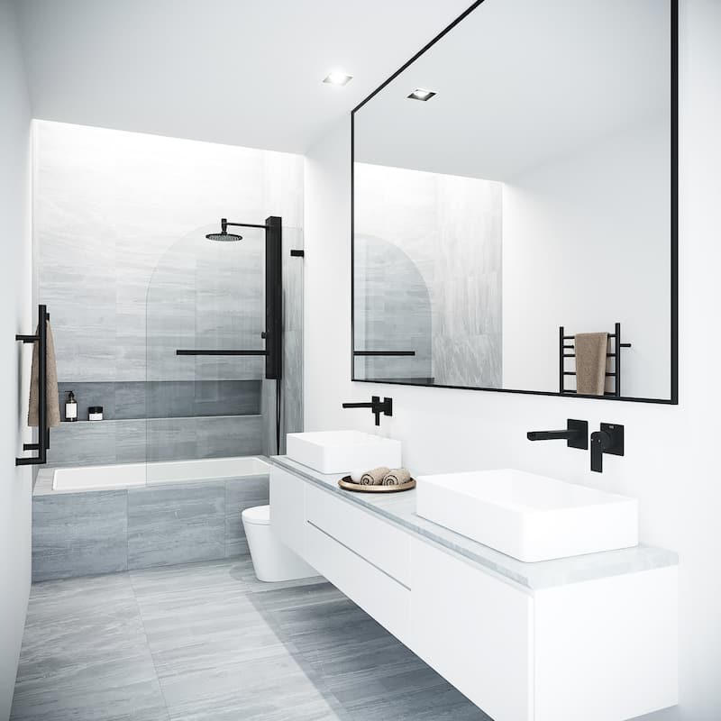 Vigo Orion 57-3/8" High x 34" Wide Hinged Frameless Shower Door with