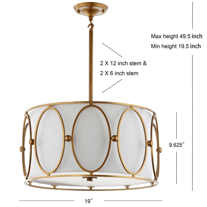 Caleb 3-Light Metal LED Pendant, by JONATHAN Y - 19"