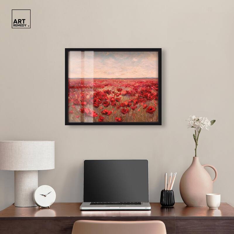 Sea of Red Poppies I Shadowbox by Art Remedy