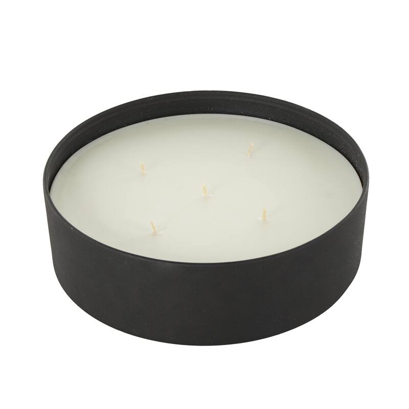 Cream, Black or Beige Metal Scented Textured 59oz 5 Wick Decorative Candle with White Wax