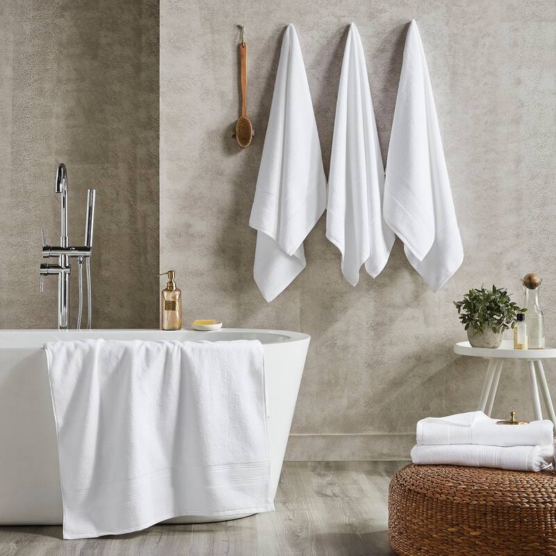 Modern Threads 6-Pack Ring Spun Cotton Bath Towel Set - White