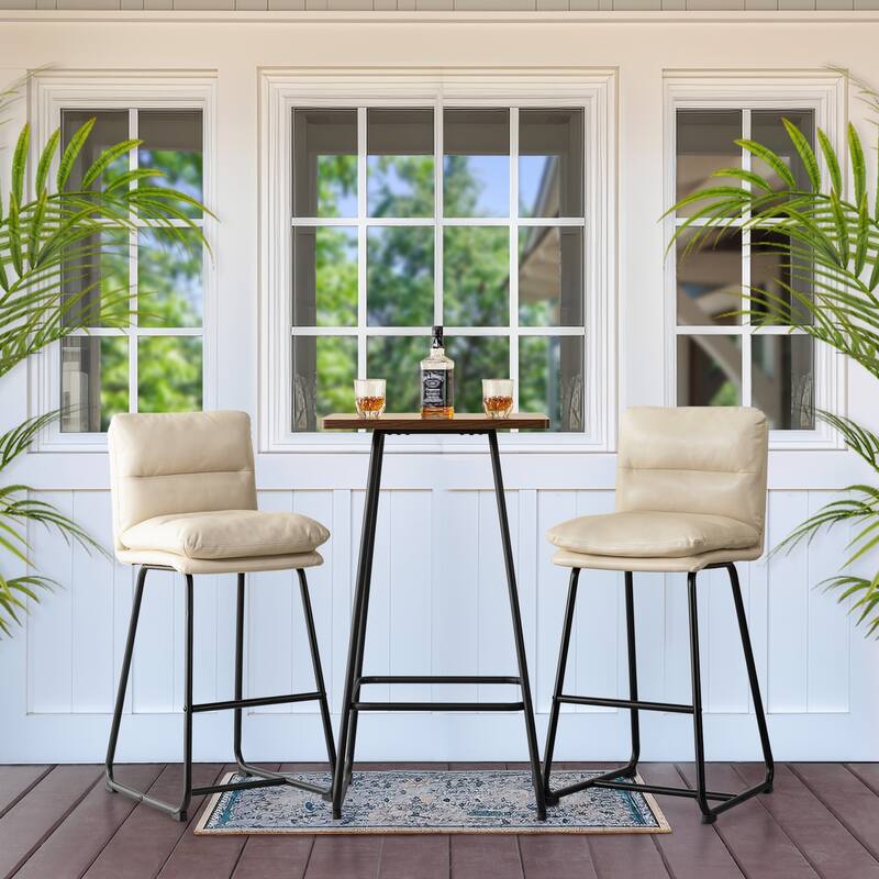 Glitzhome Industrial Modern Set of 3 Pub Table Set with 41"H Square Bar Table and Stools