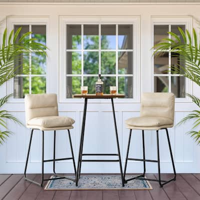 Glitzhome Industrial Modern Set of 3 Pub Table Set with 41"H Square Bar Table and Stools