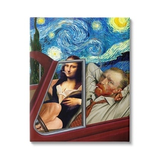 Stupell Van Gogh & Mona Lisa Driving Starry Night Sky Canvas Wall Art ...