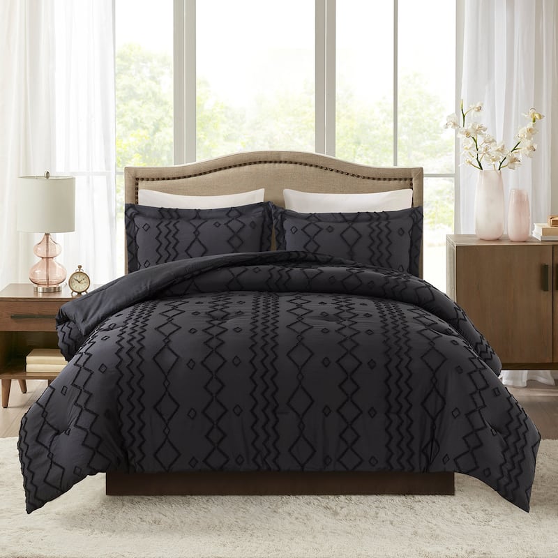 Lightweight Tufted Comforter Set Embroidery Geometric Comforter Sets for All Season