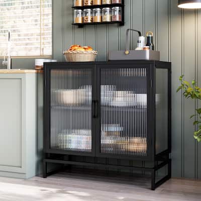 Buffet Cabinet with Glass Doors Adjustable Shelves