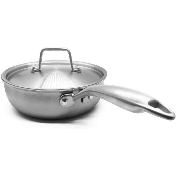 slide 2 of 6, Innovaze 8-Inch Triple-Ply Stainless Steel Fry Pan with Lid