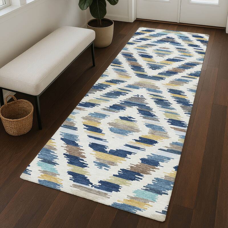 Machine Washable Indoor/ Outdoor Global Diamdon Chantille Rug