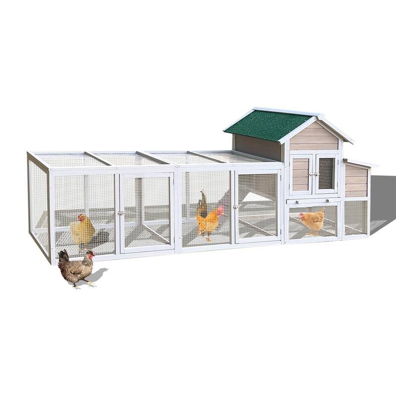 Alvana 122" Wooden Chicken Coops with Locking Nesting Boxes
