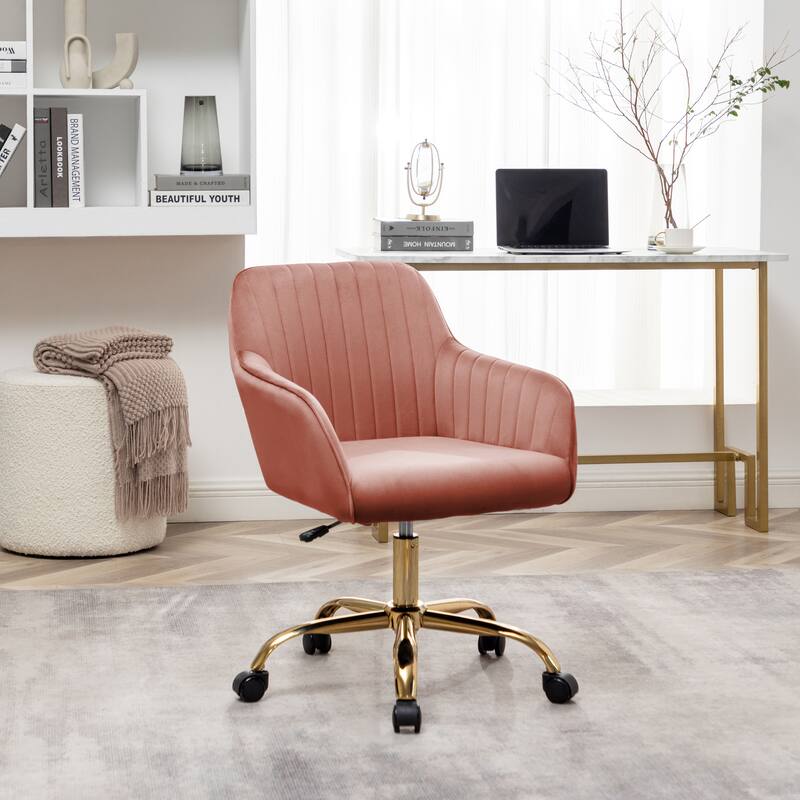Porthos Home Belen Adjustable Office Chair, Velvet, Gold Metal Legs