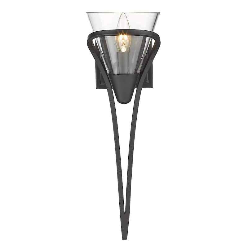 Olympia 1 Light Wall Sconce - Matte Black with Clear Glass - Matte Black with Clear Glass