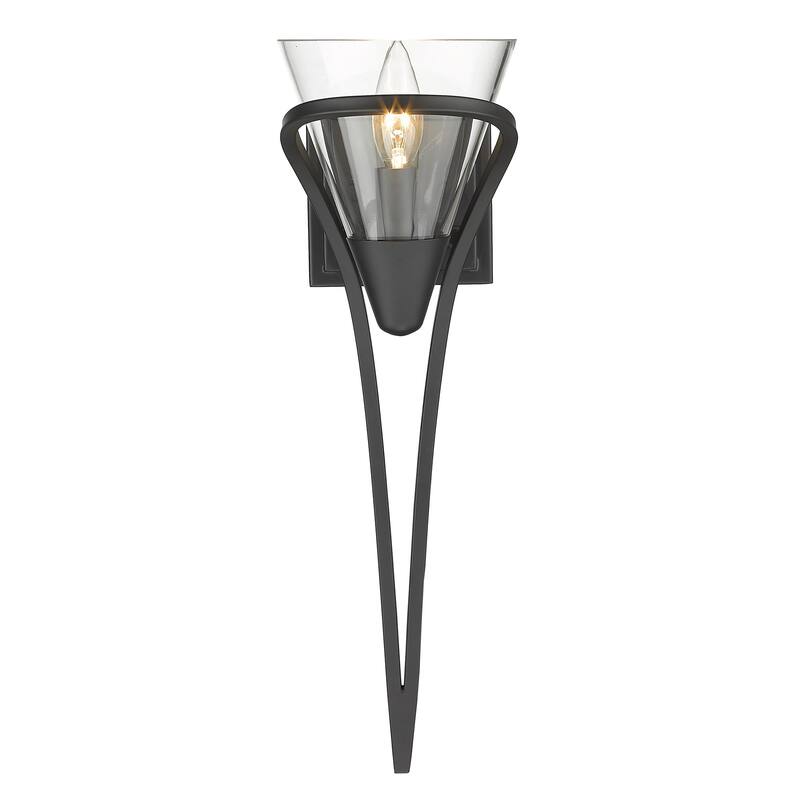 Wry Lighting Olympia 1-light Wall Sconce in Matte Black - Matte Black with Clear Glass - Matte Black with Clear Glass