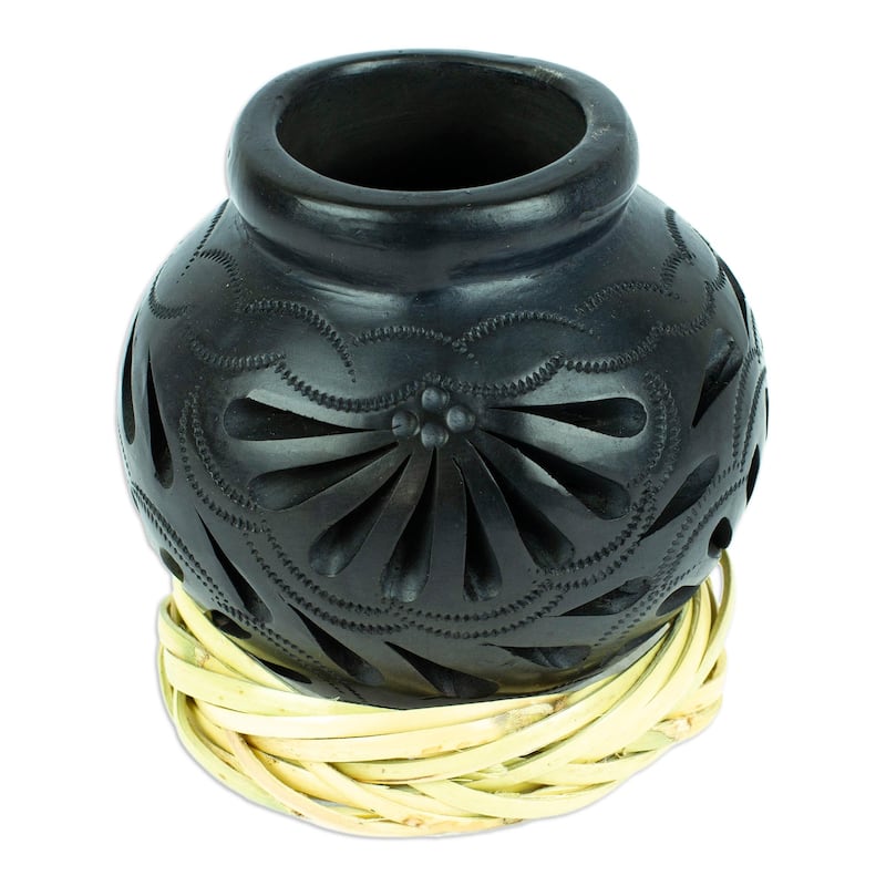 Novica Handmade Splendid Black Barro Negro Decorative Mini Vase