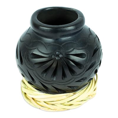 Novica Handmade Splendid Black Barro Negro Decorative Mini Vase